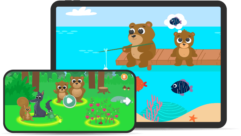 Tilly the bunny and friends from the Tilly: Cartoon Story & Minigames app
